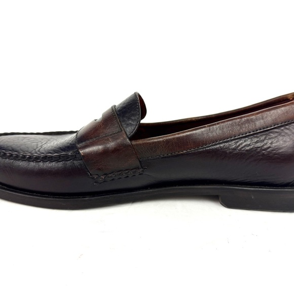 H.S Trask Bozeman Montana Brown & Burgundy Leather Classic Penny Loafers 9.5M - Picture 10 of 12